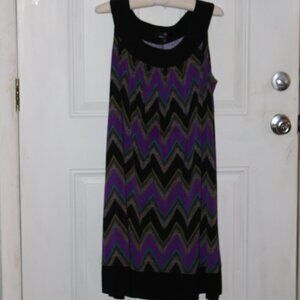 Ronnie Nicole Multi Color Chevron Round Neck Sleeveless Midi Dress Size 18W